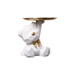 Dog Holding Plate Statue