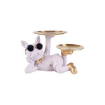 Dog Holding Plate Statue